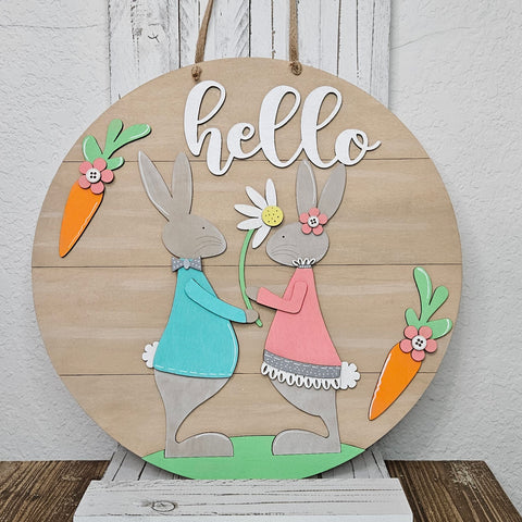 15 Inch Bunny Couple Doorhanger